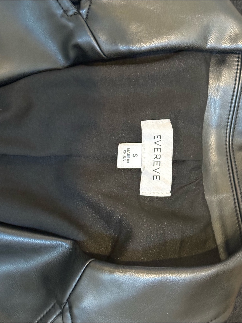 Evereve Sz S Black Leather Blazer Jacket - Women's Tailored Single-Button Coat - Picture 5 of 5